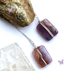 Purple Chalcedony Rectangle Pendant